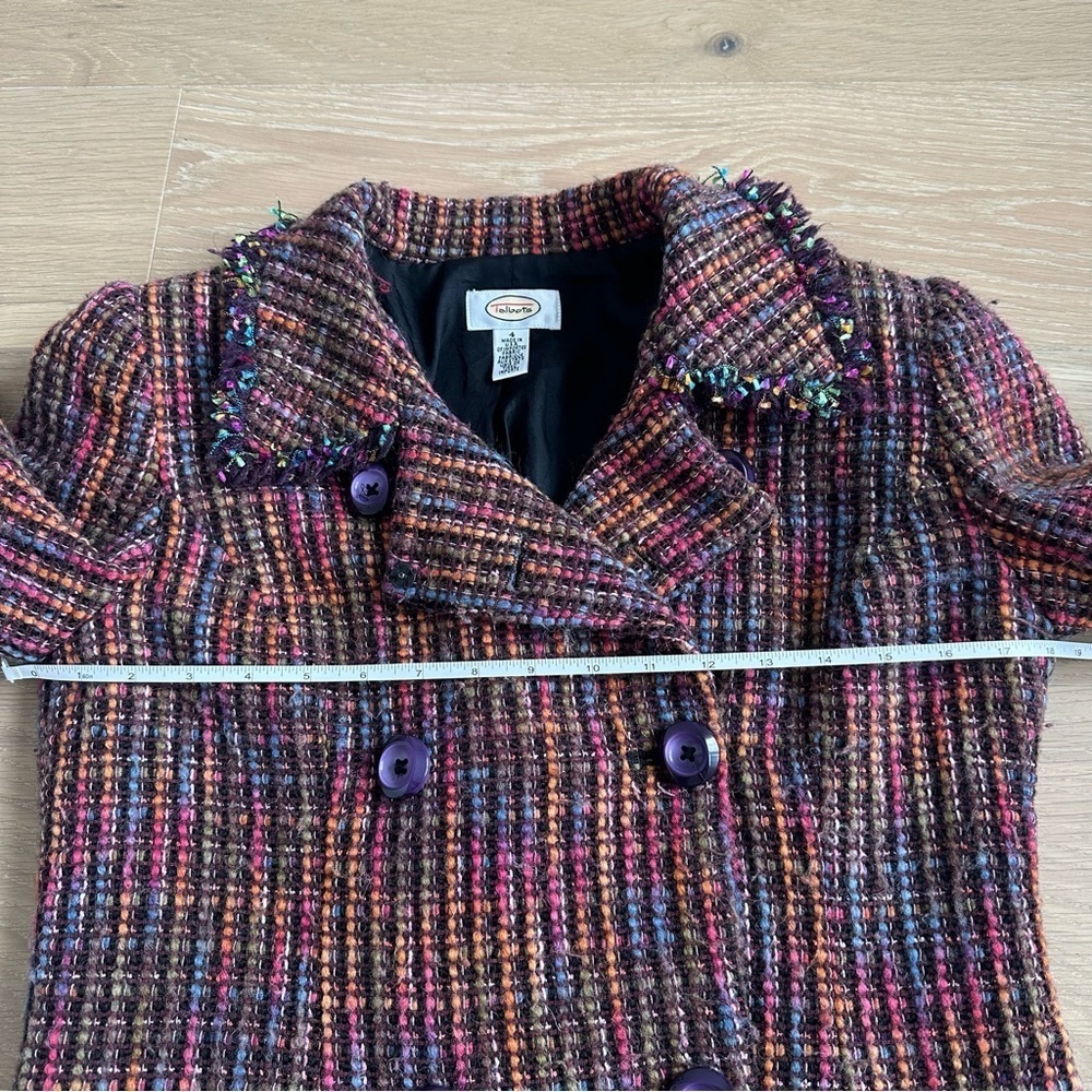 Talbots Tweed Jacket Rainbow Colorful Knit Blazer Fringe Funky Rodeo Witchy Pink - Picture 14 of 16
